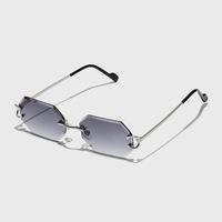 Lunettes de soleil Ruiao pour hommes, de marque, design tendance, sans monture, verres taillés en diamant, lunettes de soleil sans monture en métal pour femmes