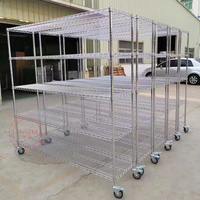 Étagère de rangement en métal pour cuisine, chariot de rangement industriel, étagères en fil chromé avec roulettes, vente en gros d'usine