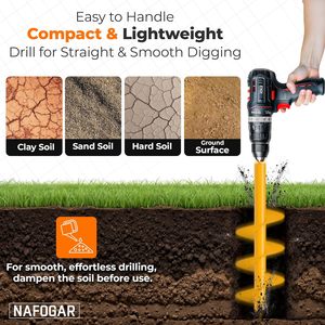 NAFOGAR Garden <strong>Auger</strong> <strong>Drill</strong> <strong>Bit</strong> Planting 1.6x16.5 3.5x16 Painted Finish 3/8 Inch Hex Drive for Spiral - Product Image 3