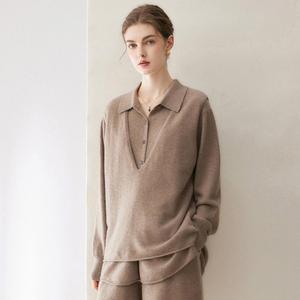 가을 겨울 신상 여성용 100% 캐시미어 스웨터, 여성용 폴로 칼라 캐주얼 스웨터 - Product Image 4