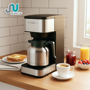 <span class=keywords><strong>Cafetière</strong></span> à filtre en acier inoxydable avec carafe thermique 2L, usage commercial et domestique, machine à café automatique - Product Image 1