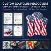 Housse de tête de club de golf en cuir PU avec logo personnalisé, broderie, livraison rapide, faible MOQ, fabricant OEM