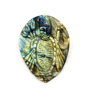 Sculpture de Shrinathji sur plaque de labradorite : un symbole divin de paix, de protection et d'élégance spirituelle pour la maison et les cadeaux - Product Image 2
