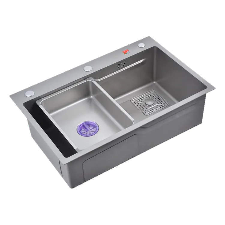 Handmade single bowl kitchen sink 304 stainless steel QUARTZ GREY undermount corner kitchen sink with metal base cabinet