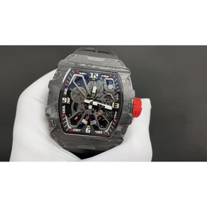 oem logo top designer style 3502 <b>black</b> carbon fiber skeletonized luxury automatic mechanical <b>watch</b> for <b>men</b> - Product Image 1