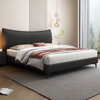 Lit confortable de style moderne avec cadre en bois de pin, revêtement en cuir, taille king size, avec sommier et garantie de 3 à 5 ans