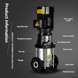 Pompe centrifuge verticale en ligne multi-étages industrielle haute température 2HP - Product Image 3