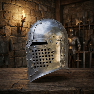 Casque de combat médiéval en acier, casque de chevalier en acier, casque de combat médiéval en acier moulé - Product Image 1