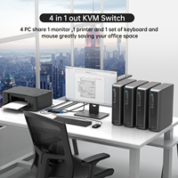 Commutateur KVM USB MT-VIKI 4 ports 4K 60Hz avec 4 câbles, 1 moniteur, 4 ordinateurs en stock
