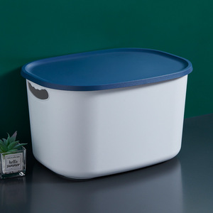 Caja de almacenamiento de ropa para el hogar con tapa, organizador rectangular de plástico de 500g, contenedor de almacenamiento de color sólido tipo vertical para sala de estar - Product Image 1