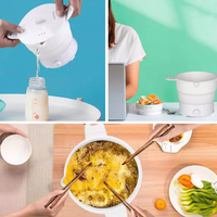 Produit en gros Nouilles Porridge Soupe Fondue 800W 1.2L Petite marmite électrique multifonction pliable