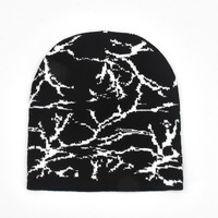 Bonnet noir à la mode vêtements d'hiver personnalisés avec design respirant à revers 100% acrylique élégant lettre motif affaires