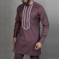 HO baju wanita, baju dan celana pria desain baru Afrika, baju bordir katun 2 potong, baju dan celana pria