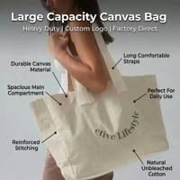 Bolsa de Lona de Gran Capacidad con Estampado de Letras, Simple y Moderna, Portátil para Uso en Exteriores, Personalizable para Supermercados