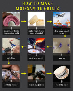 Grilles dentaires Hip Hop XG, <span class=keywords><strong>prix</strong></span> d'usine, en argent massif et or, pour hommes, bijoux corporels supérieurs et inférieurs, avec moissanite - Product Image 3