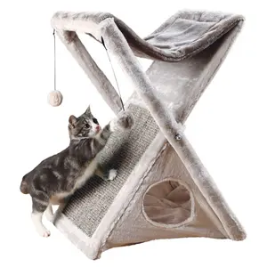 LONGNEW PET Katzenhaus Scratcher 宠物猫树塔圣诞折叠猫咪树灰色