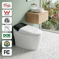 WC intelligent monobloc certifié SAA WaterMark avec chasse automatique, bidet, siège chauffant, lavage féminin, massage, écran LED et télécommande