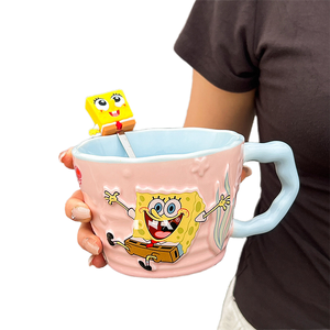 <span class=keywords><strong>Bob</strong></span> <span class=keywords><strong>Esponja</strong></span> Pantalones Cuadrados Oficina Gran Capacidad Tazas de Desayuno Nivel de Apariencia Alta Tazas de Café de Cerámica Cuchara Nórdica Personalizada - Product Image 4