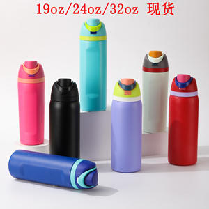 Botella de Agua Aislada de Acero Inoxidable Azul Lago, 19oz 24oz 32oz, Botella Deportiva Reutilizable y Portátil con Asa - Product Image 4