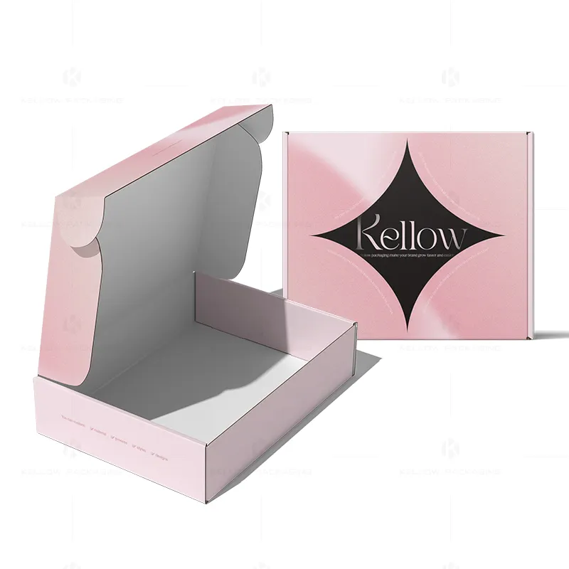 Boîte postale d'emballage cosmétique rose avec logo personnalisé d'usine boîte d'expédition boîte de papier ondulé