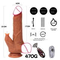 Dildo réaliste rétractable entièrement automatique en silicone brun, très vendu, avec dispositif de vibration pour la masturbation féminine