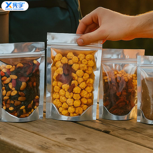 Bolsa de Embalaje de Alimentos Personalizada de Aluminio Plateado, Resistente a la Humedad, con Ventana Transparente <span class=keywords><strong>para</strong></span> Granos y Snacks - Product Image 1