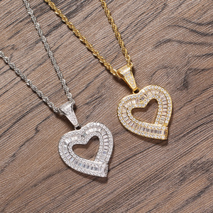 Pendentif d'amour irrégulier, bijoux hip-hop, accessoires <span class=keywords><strong>rap</strong></span>, cuivre incrusté de zircon, pendentif en forme de cœur pour couple. - Product Image 4