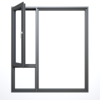 Ventana Abatible de Aluminio con Triple Acristalamiento y Relleno de Argón, Aislamiento Acústico y Térmico, para Interiores de Villas de Alta Gama