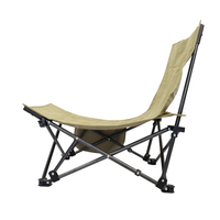 Chaise de plage basse de loisirs en tissu Oxford Chaise pliante de camping légère et portable en tube d'acier avec sac latéral