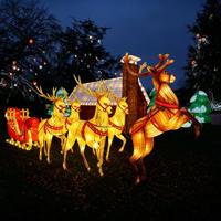 Lanternes de Noël personnalisées Si Hai avec personnages décoratifs, homme en pain d'épices, en tissu de soie avec éclairage LED pour les fêtes