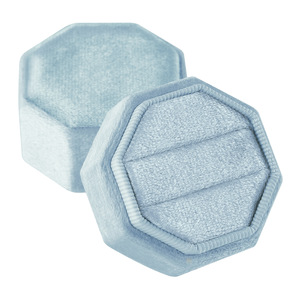 Boîte à bagues en velours de haute qualité Taimy, 2 emplacements, hexagonale, verte, pour fiançailles, vente en gros, mini boîte à bijoux, fermeture à boucle - Product Image 5