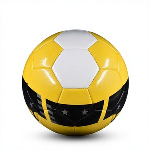 Balón de fútbol con logo personalizado, tamaño 4, 5, cosido a máquina, diseño de estrellas amarillas y negras, para entrenamiento de club, venta al por mayor. - Product Image 2