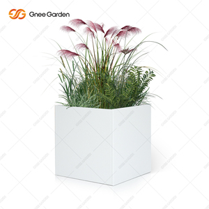 Jardinière carrée blanche en acier galvanisé pour usage commercial, conteneur moderne en métal pour plantes d'extérieur, vente en gros - Product Image 4