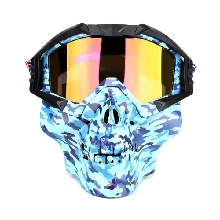Ski Kacamata helm sepeda Motor Motocross, masker wajah terbuka sepeda Motor, kacamata helm bisa dilepas