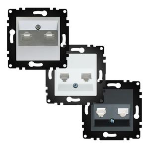 Modulo di collegamento per internet e telefono, colore grigio, ideale per installazioni di rete e comunicazioni. - Product Image 1