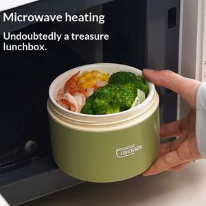 New Insulated Microwave Safe Multi-Layer Ceramic Liner Portable <b>Lunch</b> <b>Box</b> With Soup Cup for School & Office Use - Product Image 4
