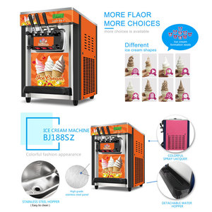 3 hương vị Ice Cream Maker 21-28l/h Tabletop ý máy làm kem mềm với hai máy nén precooling và Phễu trộn - Product Image 4