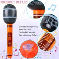 Microphone gonflable publicitaire en PVC pour enfants, personnalisé pour les fêtes, vente en gros