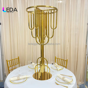 LEDA Nouveauté Support de fleurs haut de gamme en métal doré pour centre de table de mariage - Product Image 1