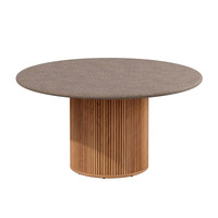 Ensemble table et chaises de jardin nordique - Teck et rotin tressé en PE, résistant à l'eau et à la corrosion, mobilier de patio en bois massif