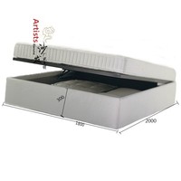 Lit de style crème de luxe léger, sommier minimaliste à bord plat, lit avec coffre de rangement pneumatique parallèle, style français en pin