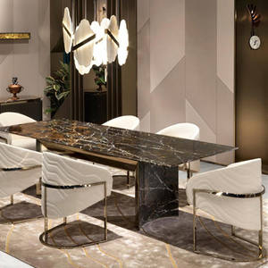 Bắc Âu Nhung vàng thép không gỉ chân bọc da hiện đại Thiết kế ghế ăn ghế cho bàn ăn - Product Image 3