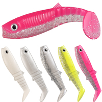 Ensemble de leurres de pêche souples en PVC, 8cm 5.2g, 10cm 10g, 12.5cm 22g, 3 pièces/boîte, queue de pagaie, leurres artificiels pour la pêche au bar, appâts de pêche à queue en T