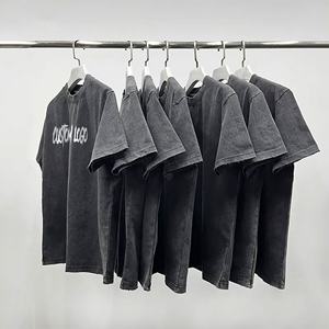 เสื้อยืดฟอกสีลายกราฟฟิกโอเวอร์ไซส์สีดำน้ำหนักวินเทจผ้าคอตตอน100% ทุกข์ออกแบบได้ตามต้องการ - Product Image 1