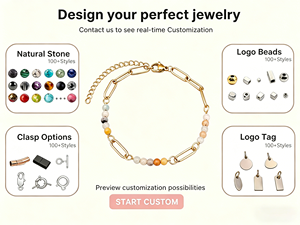 Wholesale Asymmetrical Natural Stone <b>Bracelet</b>, Stainless Steel Chain Jewelry <b>for</b> Mother's Day Gift Shop Bulk - Product Image 2