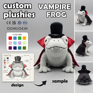 Fabricante de Peluches Personalizados con MOQ Bajo, Juguetes de <span class=keywords><strong>Peluche</strong></span>, <span class=keywords><strong>Peluche</strong></span> de Rana Vampiro Personalizado con Sombrero de Copa, Muñeco de <span class=keywords><strong>Peluche</strong></span> Suave Personalizado - Product Image 1