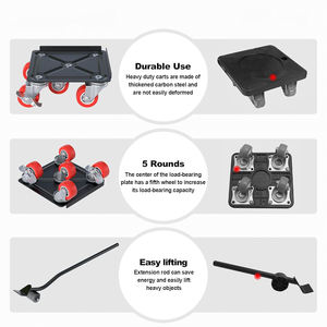 Vierkante meubelwagen 1500 lbs draagvermogen, koolstofstalen paneel, meubelverhuizer met vergrendelbare rubberen wielen, meubelheffer - Product Image 4