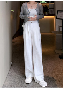 <strong>Women</strong> Casual Pants Office Lady Long <strong>Trousers</strong> Autumn Solid Colors Loose <strong>Elastic</strong> <strong>Waist</strong> Pant Female Straight Wide Leg Pants - Product Image 3