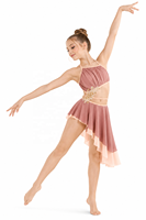 Costume de danse lyrique/contemporaine EDREI pour filles, coupe halter, taille découpée, appliqué floral, bicolore, en Spandex/Polyester, sublimation