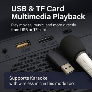 <span class=keywords><strong>TV</strong></span> Karaoke Portatile da 14 Pollici con Schermo 1366x768 e 2 Microfoni Wireless per Adulti, Casa e Esterni - Product Image 6